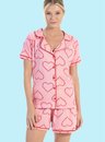 02 pijama feminino americano rosa coracao bela notte
