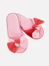 01 chinelo feminino de quarto rosa e vermelho bela notte