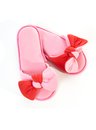 04 chinelo feminino de quarto rosa e vermelho bela notte