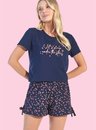 01 pijama feminino curto marinho estrelinhas bela notte