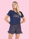 02 pijama feminino curto marinho estrelinhas bela notte
