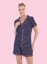 02 pijama feminino americano marinho estrelinhas bela notte