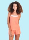 03 pijama feminino alcinha crepe coral bela notte