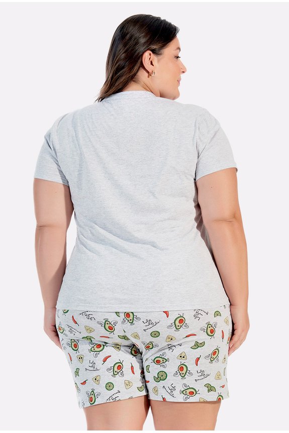 05 pijama feminino plus size familia abacate mescla bela notte