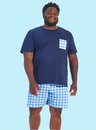 pijama adulto masculino plus size azul xadrez bela notte 2