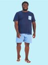 pijama adulto masculino plus size azul xadrez bela notte 3