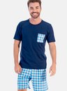 01 pijama masculino curto adulto xadrez azul bela notte