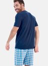 02 pijama masculino curto adulto xadrez azul bela notte