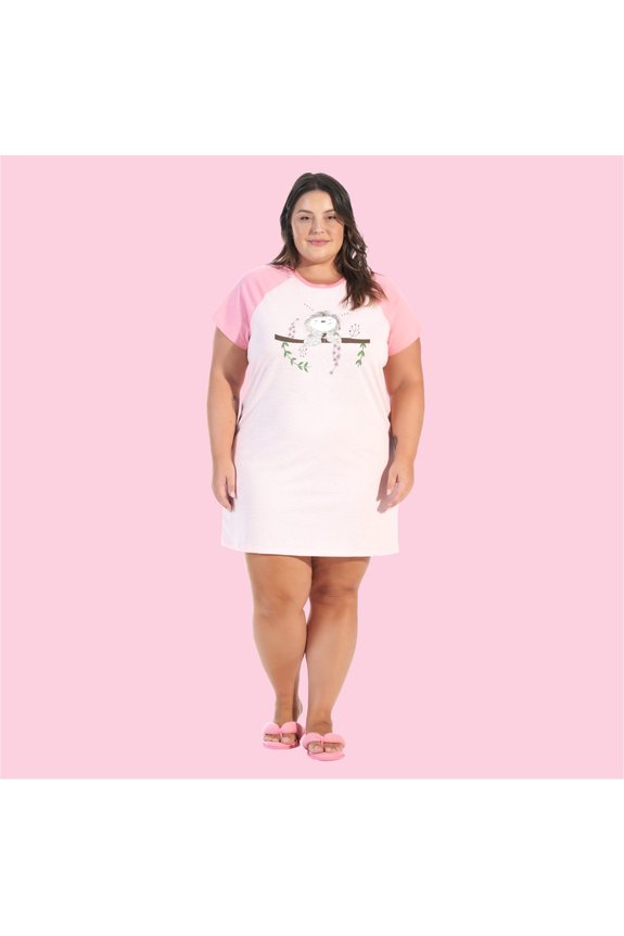 04 camisola plus size rose bicho preguica bela notte