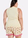 02 pijama feminino adulto plus size frutas amarelo bela notte