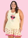 04 pijama feminino adulto plus size frutas amarelo bela notte