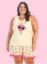 07 pijama feminino adulto plus size frutas amarelo bela notte