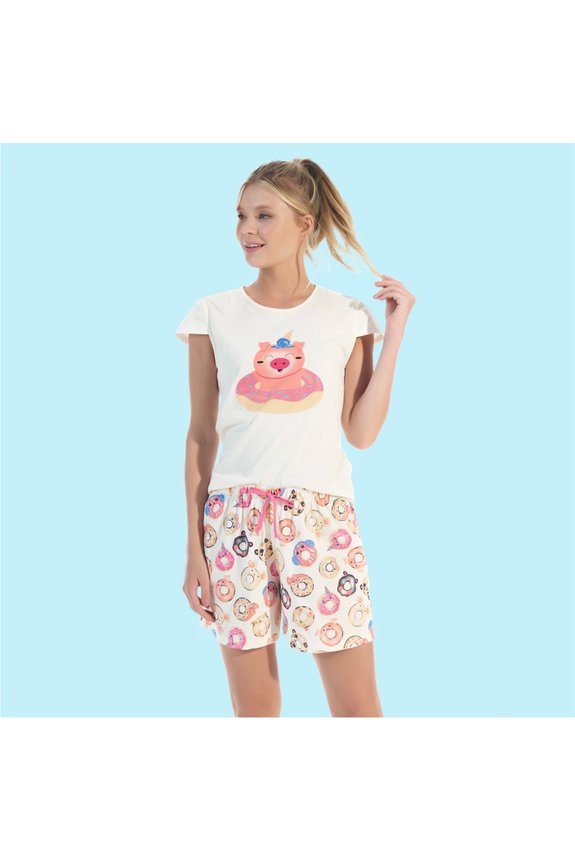 03 pijama feminino adulto donuts off white bela notte