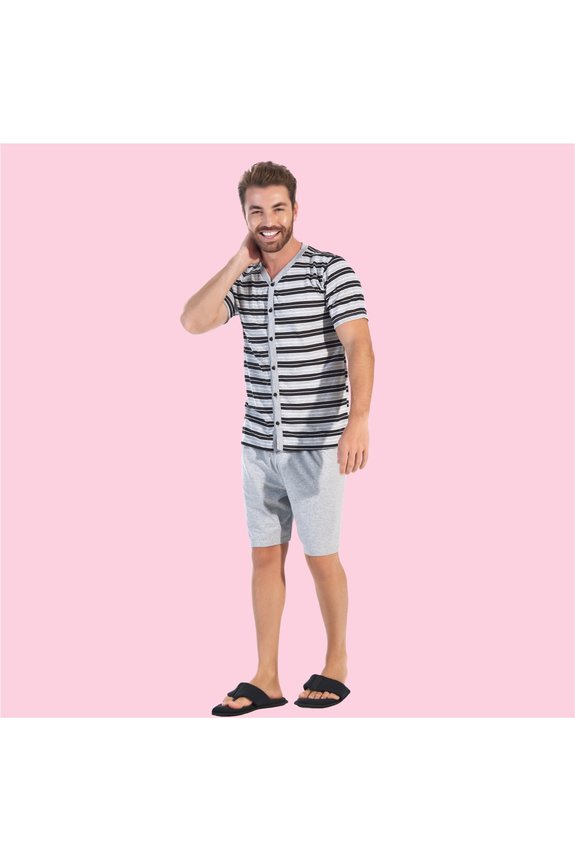 pijama curto plus size adulto masculino aberto bela notte 4