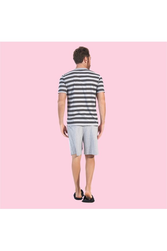 01 pijama masculino adulto curto aberto bela notte mescla