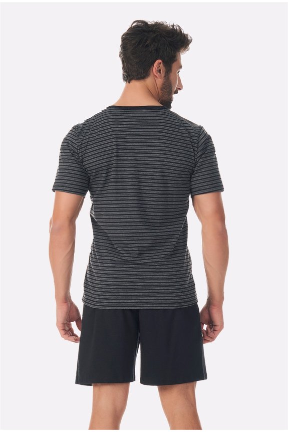 01 pijama masculino curto adulto listrado bela notte