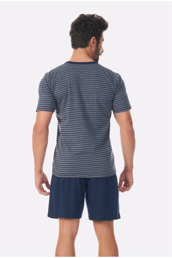 02 pijama masculino curto adulto listrado bela notte