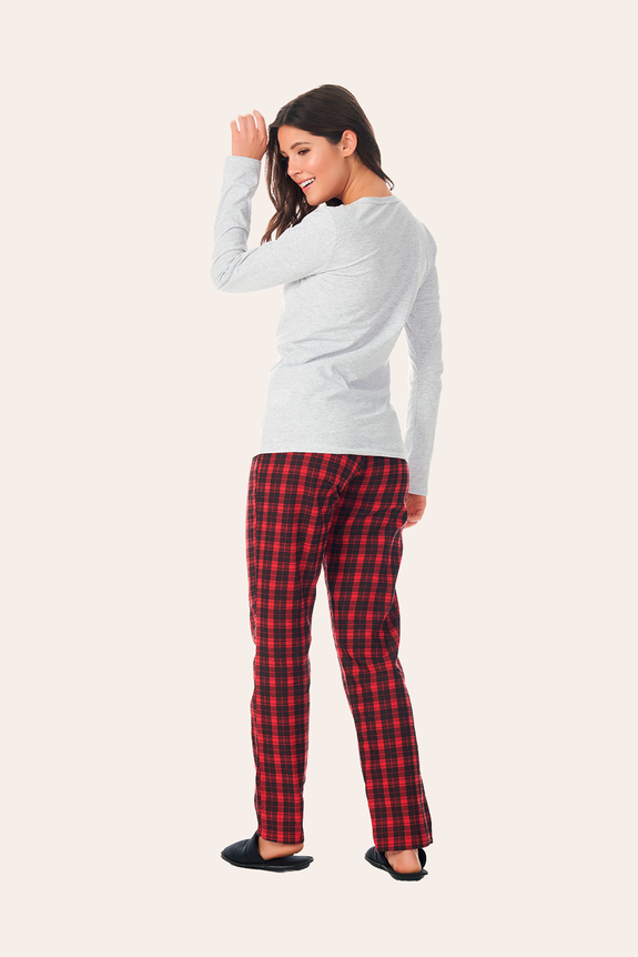 01 pijama feminino adulto mescla familia pinguim bela notte