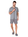 04 pijama masculino adulto com botoes listrado bela notte chumbo