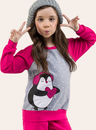 03 pijama infantil feminino moletinho felpado pinguim bela notte