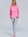 03 pijama feminino adulto manga longa bela notte rosa neon