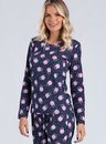 09 pijama feminino adulto manga longa bela notte marinho