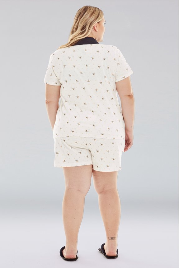 02 pijama feminino americano plus size curto abelha bella notte
