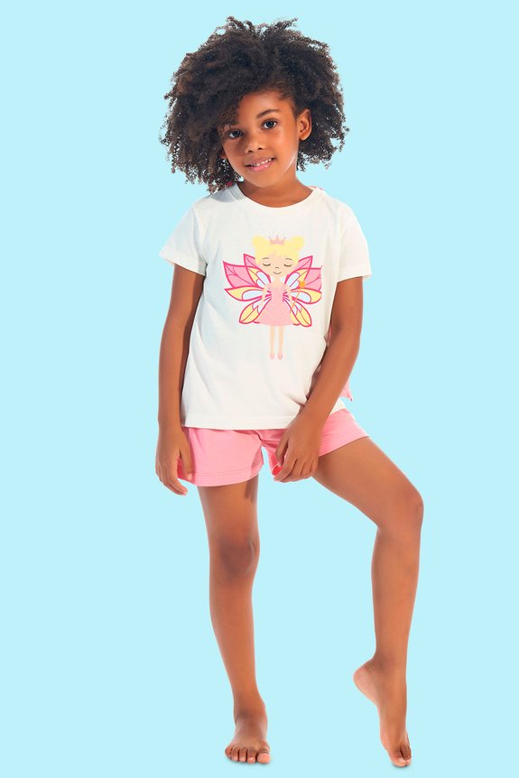 10 pijama feminino infantil rose fada com capa bela notte