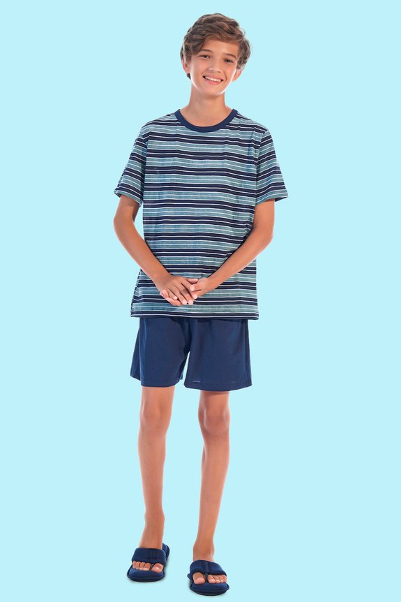 06 pijama masculino juvenil listrado bela notte