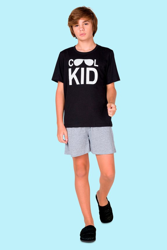 06 pijama masculino juvenil preto cool kid bela notte