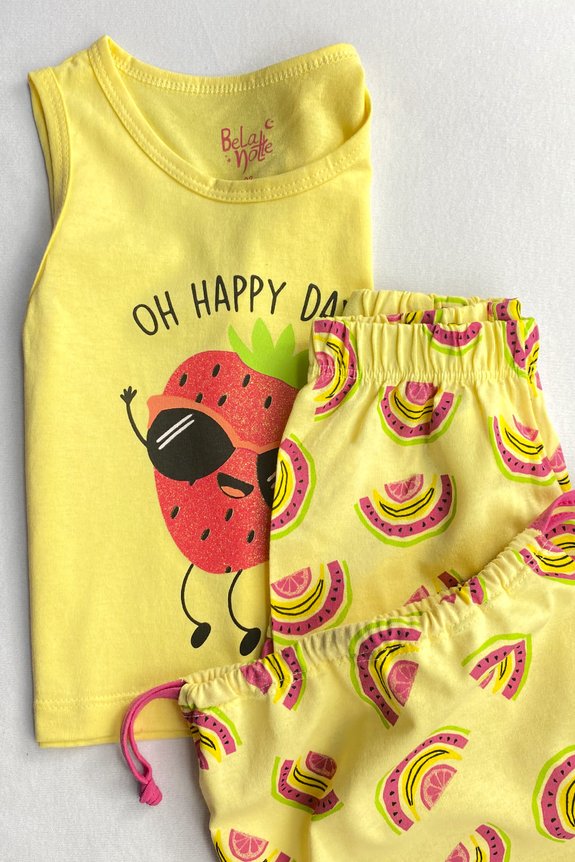 15 pijama feminino infantil frutas amarelo bela notte