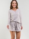 05 pijama feminino manga longa e short coracoes bela notte