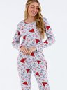 10 pijama feminino adulto manga longa bela notte mescla vermelho