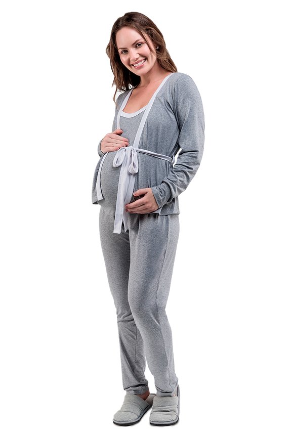 10 pijama maternidade mescla viscolycra 3 pecas bela notte