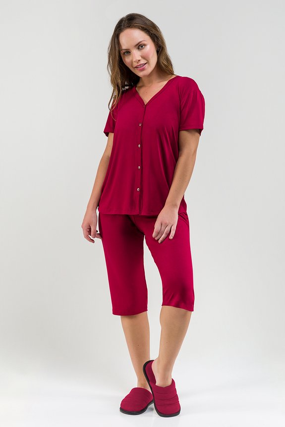 01 pijama feminino adulto bordo aberto com botao bela notte