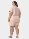 01 pijama feminino plus size manga curta quadriculado bela notte