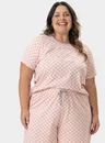 02 pijama feminino plus size manga curta quadriculado bela notte