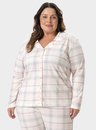 02 pijama feminino plus size americano longo xadrez bela notte