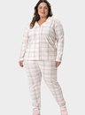 03 pijama feminino plus size americano longo xadrez bela notte