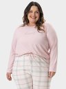 02 pijama feminino plus size manga longa xadrez bela notte