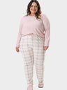 03 pijama feminino plus size manga longa xadrez bela notte