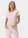 02 pijama feminino adulto manga curta com calca poa bela notte