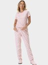 03 pijama feminino adulto manga curta com calca poa bela notte