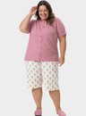03 pijama feminino plus size mc capri floral bela notte