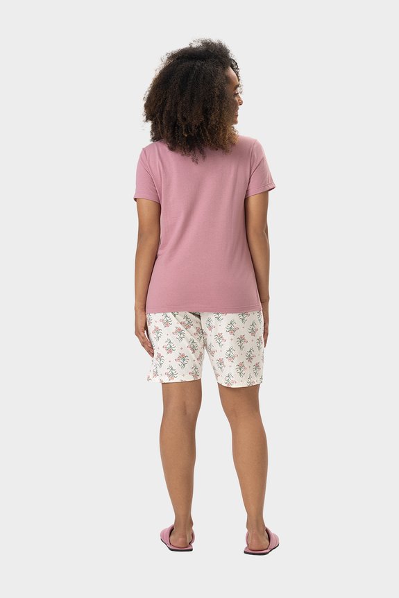 01 pijama feminino adulto bermuda floral bela notte