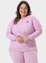 02 pijama feminino plus size longo listrado bela notte rosa