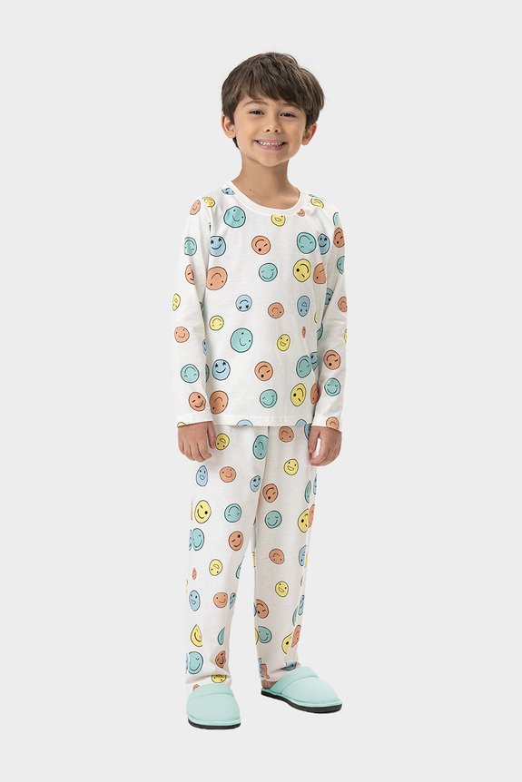 01 pijama masculino infantil manga longa sorriso bela notte