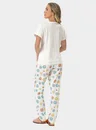 03 pijama feminino adulto manga curta com calca sorriso bela notte