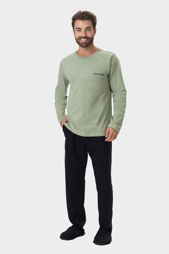 01 pijama masculino adulto manga longa bela notte