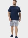 01 pijama masculino plus size manga curta listrado bela notte